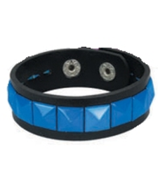 BLUE single row pyramid stud studded wristband strap